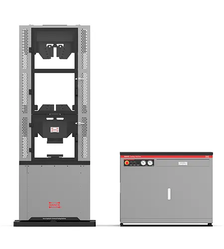 Máquina universal de ensaio servo-hidráulica, espaço duplo, garra de ação em cunha