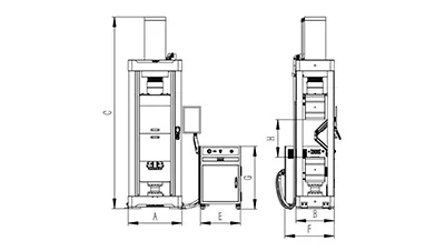 Máquina universal de ensaio servo-hidráulica, espaço único, garra de ação em cunha